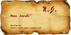 Max Jenő névjegykártya